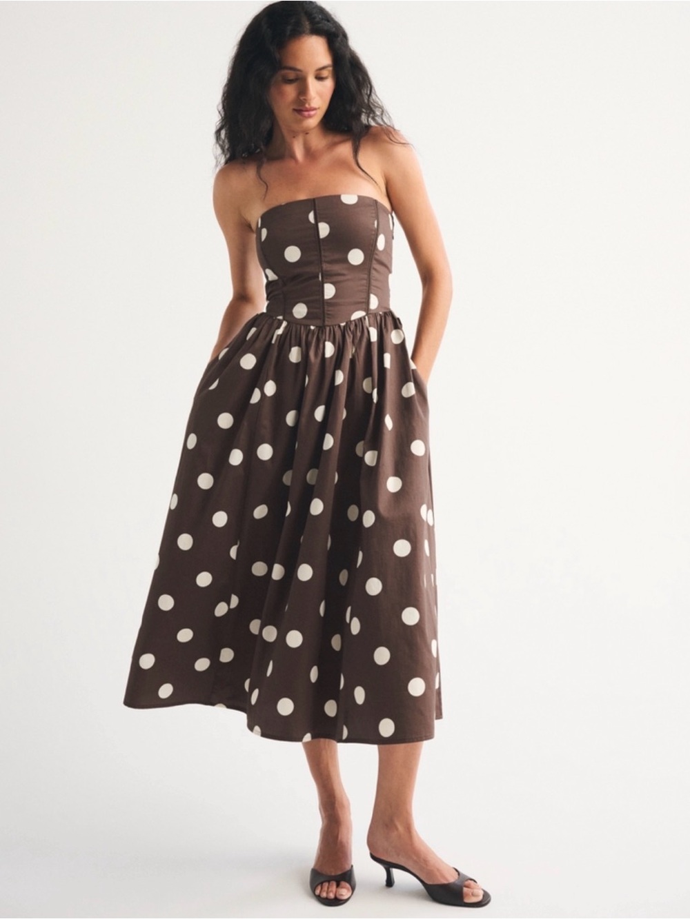 Abercrombie and Fitch Dipped Waist Midi Dress - Picture 1 of 5